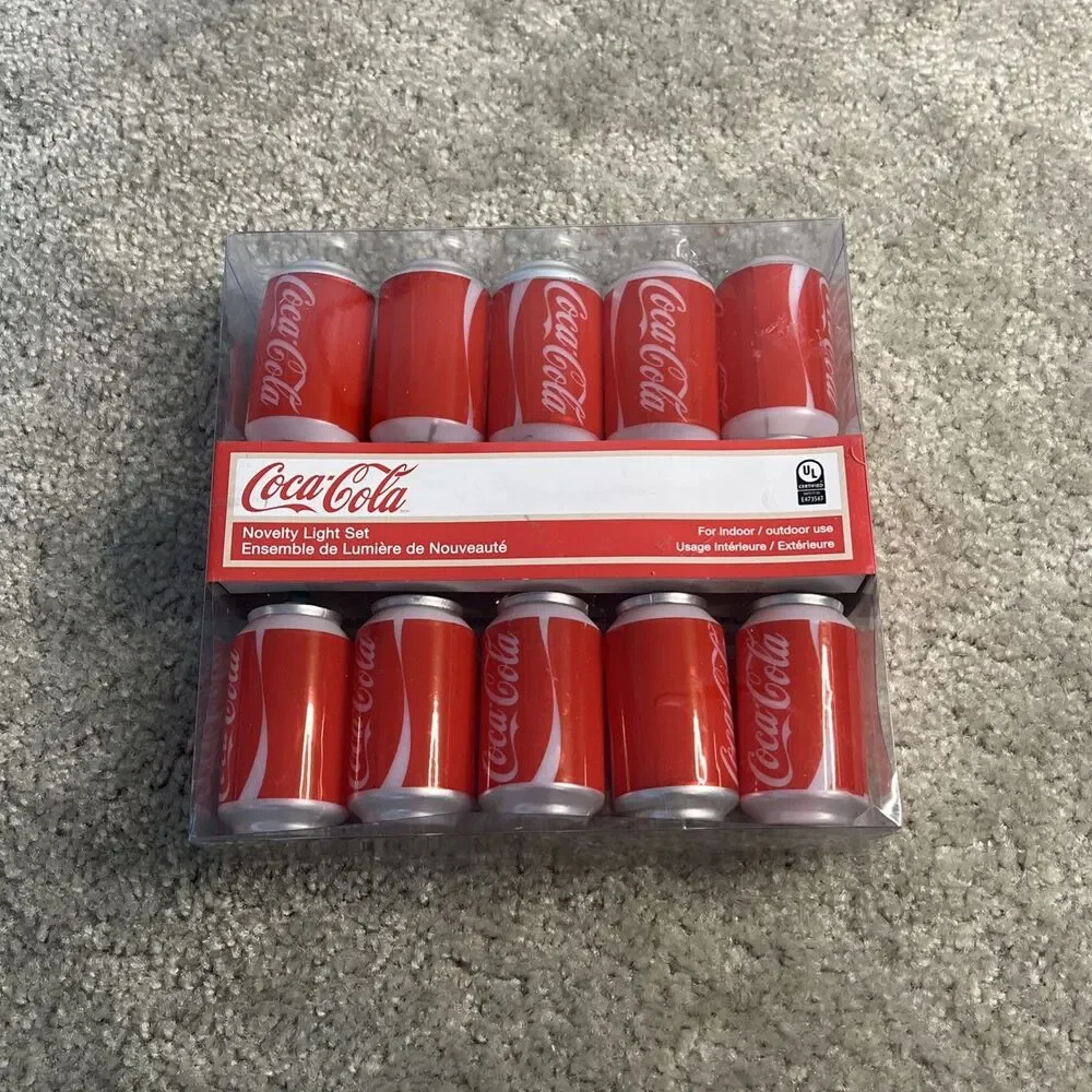 Coca Cola Coke Cans Christmas String Lights Set of 10 Kurt Adler CC0748 New